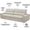 Ver imagem 3 de Sofá Retrátil Reclinável para Sala de Estar Living 250cm Dimas F04 Veludo Bege - Lyam Decor