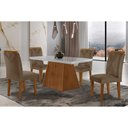 Ver imagem 1 de Sala de Jantar Completa Luna Tampo Madeirado C/ Vidro Curvo 120x80 e 4 Cadeiras Amsterdã Imbuia -
