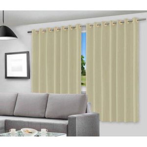 Cortina Corta Luz - Blackout - com Ilhós - 2,80M x 2,50M - Bege - Vida Pratika