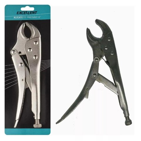 Alicate De Pressão Bico Curvo Com Regulador Mordente Em Aço