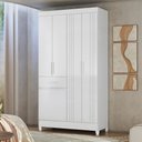Ver imagem 1 de Guarda Roupa Roupeiro Solteiro Siena 5 Portas 1 Gaveta Detalhes Frisados Flex Branco Rosa Azul Moval