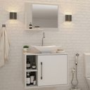 Ver imagem 1 de Armário de Banheiro com Cuba e Espelho 1 Porta 2 Prateleiras Branco Chess 13689 - Compace