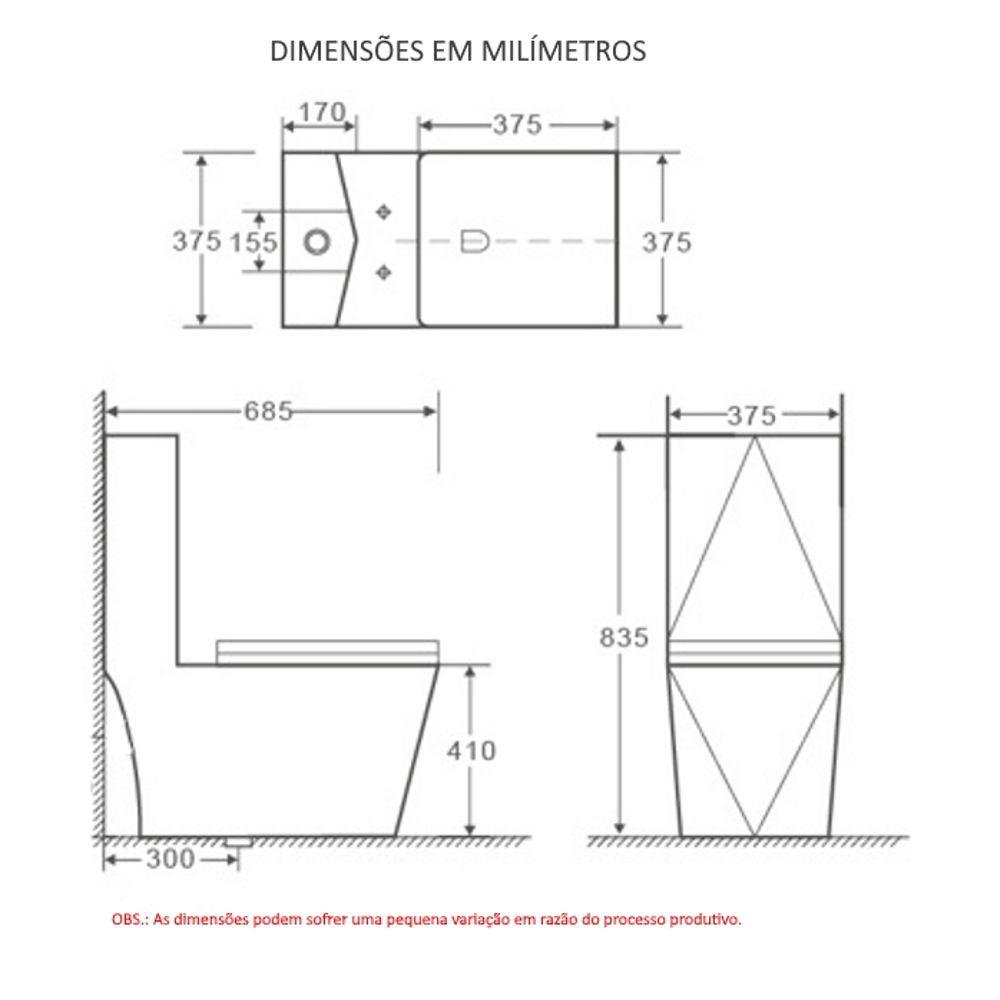 Vaso Sanitário Caixa Acoplada Monobloco Imperial Diamond - 5