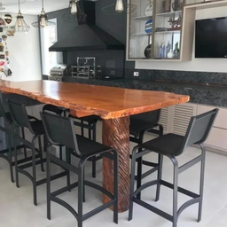 Banqueta Alta Alumínio e Tela Sling de Bancada Cozinha Bar - 8