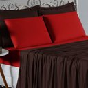 Ver imagem 3 de Jogo de Cama Casal Viúva Nobre 4 Peças Malha 100% Algodão - Marrom / Vermelho