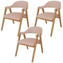 Ver imagem 1 de Kit 03 Cadeiras de Jantar e Estar Living Estofada Nadja L02 Linho Rosê - Lyam Decor