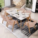 Ver imagem 2 de Kit 03 Cadeiras de Jantar e Estar Living Estofada Nadja L02 Linho Rosê - Lyam Decor