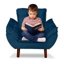 Ver imagem 2 de Mini Poltrona Cadeira Infantil de Criança Suede Azul Marinho Pés Palito