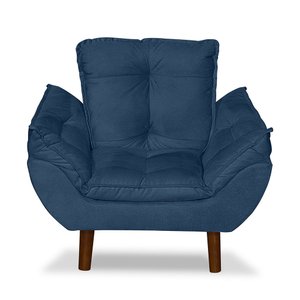 Mini Poltrona Cadeira Infantil de Criança Suede Azul Marinho  Pés Palito