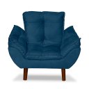 Ver imagem 1 de Mini Poltrona Cadeira Infantil de Criança Suede Azul Marinho Pés Palito