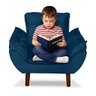 Mini Poltrona Cadeira Infantil de Criança Suede Azul Marinho  Pés Palito - 1