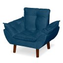 Ver imagem 3 de Mini Poltrona Cadeira Infantil de Criança Suede Azul Marinho Pés Palito