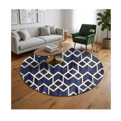Tapete para Sala Soft Delicate 150 Redondo 1028 Azul