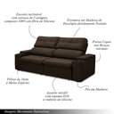 Ver imagem 2 de Sofá Retrátil e Reclinável 3 Lugares 210cm Zoho Porta Copos no Braço Veudo Marrom G22 - Gran Belo