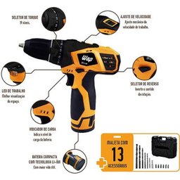 Parafusadeira Furadeira Bateria Bpf12 Bivolt Wap - 6