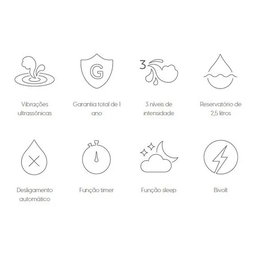 Umidificador de Ar Digital Ultrassônico Elgin Capacidade 2,5 Litros Bivolt - 7