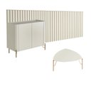 Ver imagem 3 de Kit para Sala de Estar 3 Peças com Painel Ripado 360cm Mdf Cor:luna com Dourado
