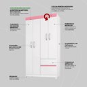 Ver imagem 6 de Guarda Roupa Solteiro 4 Portas e 2 Gavetas Almirante Branco-rosa-branco