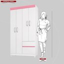 Ver imagem 5 de Guarda Roupa Solteiro 4 Portas e 2 Gavetas Almirante Branco-rosa-branco