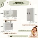 Ver imagem 7 de Quarto de Bebê Completo com Berço Americano 3 em 1 Flor Multimóveis MP4917 Branco/Off White