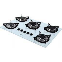 Fogão Cooktop V500x Branco Inox 5 Bocas Bivolt - Fogatti - 1 Fogão Cooktop V500x Branco Inox 5 Bocas Bivolt - Fogatti - 1