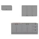 Ver imagem 7 de Kit de Cozinha Modulada 5 Peças Americana (2 Aéreos. 2 Balcões, 1 Complementos) Cinza - Henn