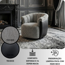 Ver imagem 5 de Poltrona Decorativa Giratória Luxuosa Confortável Montada Bouclé Cinza Courino Preto P/ Sala Hall