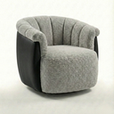 Ver imagem 2 de Poltrona Decorativa Giratória Luxuosa Confortável Montada Bouclé Cinza Courino Preto P/ Sala Hall
