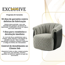 Ver mais imagens de Poltrona Decorativa Giratória Luxuosa Confortável Montada Bouclé Cinza Courino Preto P/ Sala Hall