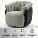 Ver imagem 6 de Poltrona Decorativa Giratória Luxuosa Confortável Montada Bouclé Cinza Courino Preto P/ Sala Hall