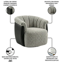 Ver imagem 3 de Poltrona Decorativa Giratória Luxuosa Confortável Montada Bouclé Cinza Courino Preto P/ Sala Hall