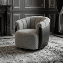 Ver imagem 1 de Poltrona Decorativa Giratória Luxuosa Confortável Montada Bouclé Cinza Courino Preto P/ Sala Hall