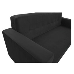 Sofá 2 Lugares Suede Preto - 3 Sofá 2 Lugares Suede Preto - 3