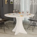 Ver imagem 1 de Mesa de Jantar Redonda Elisa 4 Lugares 80x80 Base em X em Mdf - Branco