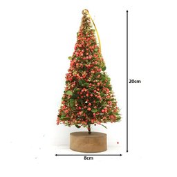 Mini Pinheiro Rústico Decorado Natal Luxo Enfeite de Mesa 20cm Base Madeira - Yangzi - 3