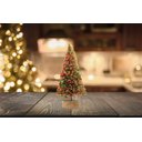 Ver imagem 5 de Mini Pinheiro Rústico Decorado Natal Luxo Enfeite de Mesa 20cm Base Madeira - Yangzi