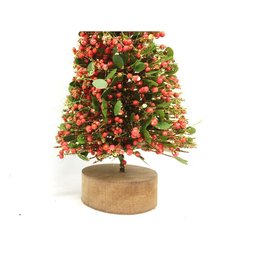 Mini Pinheiro Rústico Decorado Natal Luxo Enfeite de Mesa 20cm Base Madeira - Yangzi - 4