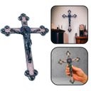 Ver imagem 1 de Crucifixo Cruz Parede Medalha de São Bento Prateado 22 Cm
