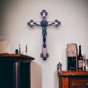 Ver imagem 2 de Crucifixo Cruz Parede Medalha de São Bento Prateado 22 Cm