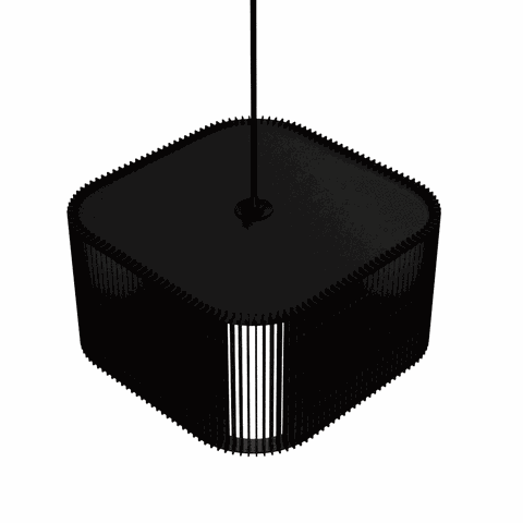 Luminária Pendente Ayla Modelo Ripado -:Preta
