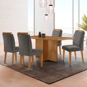 Ver imagem 1 de Mesa de Jantar Olímpia 120cm Mdf Canto Copo e com 4 Cadeiras Athenas
