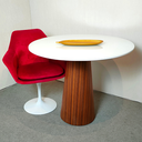 Ver imagem 2 de Mesa de Jantar Cone 90 cm Base Madeira Pau Ferro Rajado Tampo Laca + Vidro - Branco