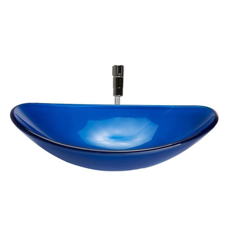 Cuba de vidro oval azul,válvula, sifao,torneira 45 - 6