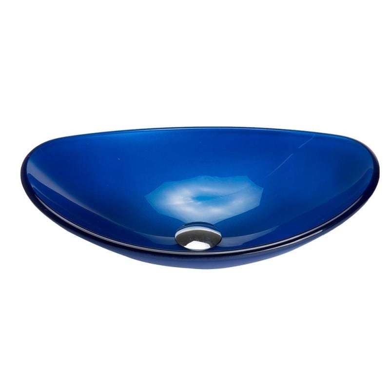 Cuba de vidro oval azul,válvula, sifao,torneira 45 - 5