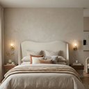 Ver imagem 1 de Cabeceira Cama Casal Queen Size Petala 160cm Orgânica Curva Bouclê Off White - Vimont Moveis