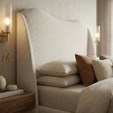 Ver imagem 3 de Cabeceira Cama Casal Queen Size Petala 160cm Orgânica Curva Bouclê Off White - Vimont Moveis