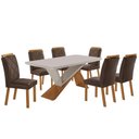 Ver imagem 2 de Conjunto Mesa de Jantar 180cm com 6 Cadeiras Estofadas Multimóveis Crrft-CON039 Madeirado/Off White
