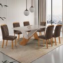 Ver imagem 1 de Conjunto Mesa de Jantar 180cm com 6 Cadeiras Estofadas Multimóveis Crrft-CON039 Madeirado/Off White