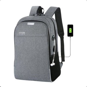 Mochila Anti Furto Notebook Saída Cabo Aux Usb e Fone Ouvido