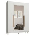Ver imagem 2 de Guarda-Roupa Solteiro com Pés 4 Portas Batentes com Espelho Branco/Branco/Rustic Saturno Madesa